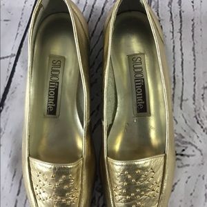 Gold Metallic Leather Flats “Kelsey”